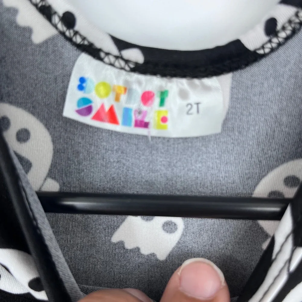 Dot Dot Smile Ghost Dress Girls 2T Black White Halloween Crisscross Back‎ Spooky